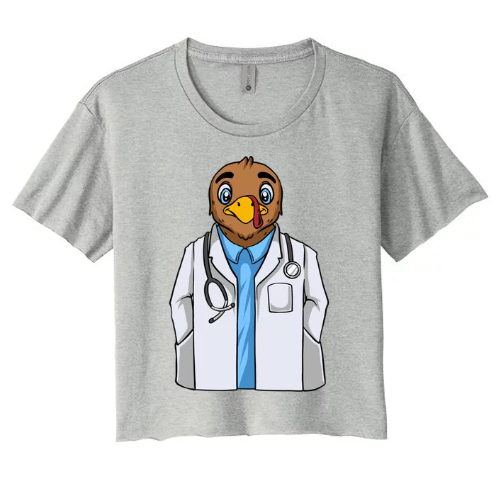 Turkey Doctor Thanksgiving Day Dr Med School Medical Student Gift Women's Crop Top Tee