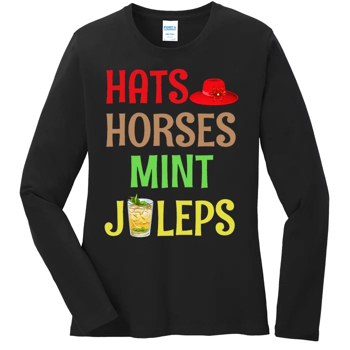 Talk Derby To Me Hats Horses Mint Juleps Ladies Long Sleeve Shirt