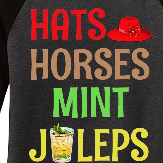 Talk Derby To Me Hats Horses Mint Juleps Women's Tri-Blend 3/4-Sleeve Raglan Shirt