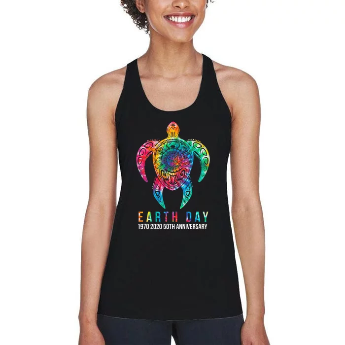 Tie Dye Turtle Lover Earth Day 2024 Costume Environmental Women's Racerback Tank