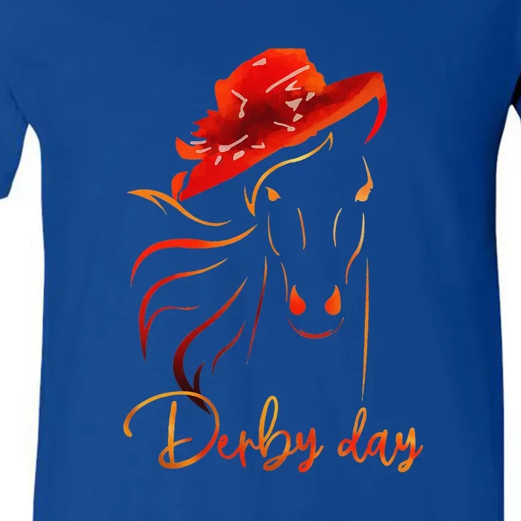 Talk Derby To MeBig Hat Cool Derby Day Horse Lover V-Neck T-Shirt