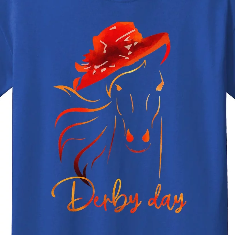 Talk Derby To MeBig Hat Cool Derby Day Horse Lover Kids T-Shirt