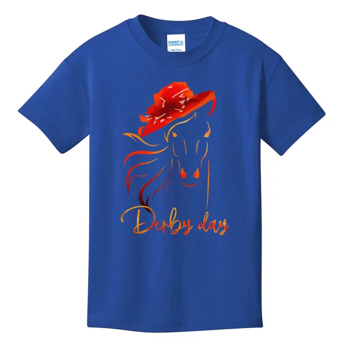 Talk Derby To MeBig Hat Cool Derby Day Horse Lover Kids T-Shirt