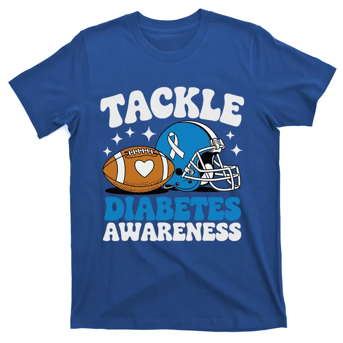 Tackle Diabetic Type 1 Blue Football Diabetes Awareness T1d T-Shirt