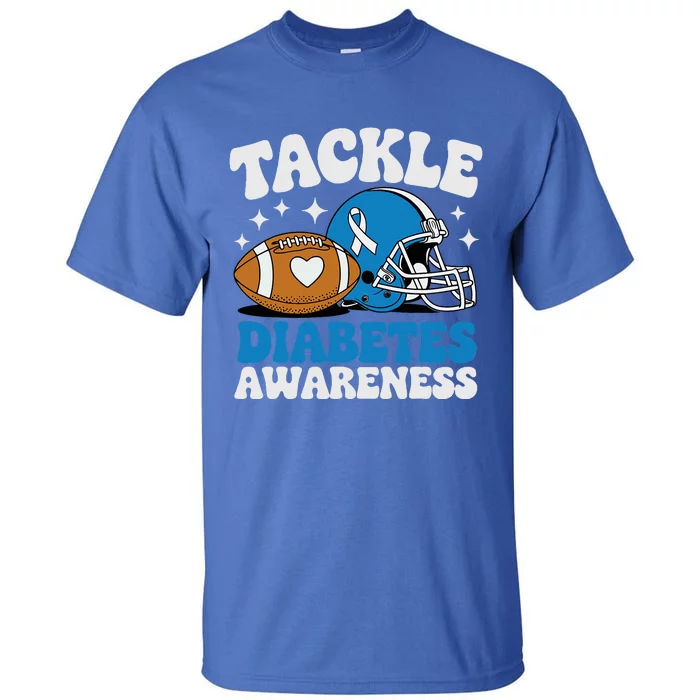 Tackle Diabetic Type 1 Blue Football Diabetes Awareness T1d Tall T-Shirt