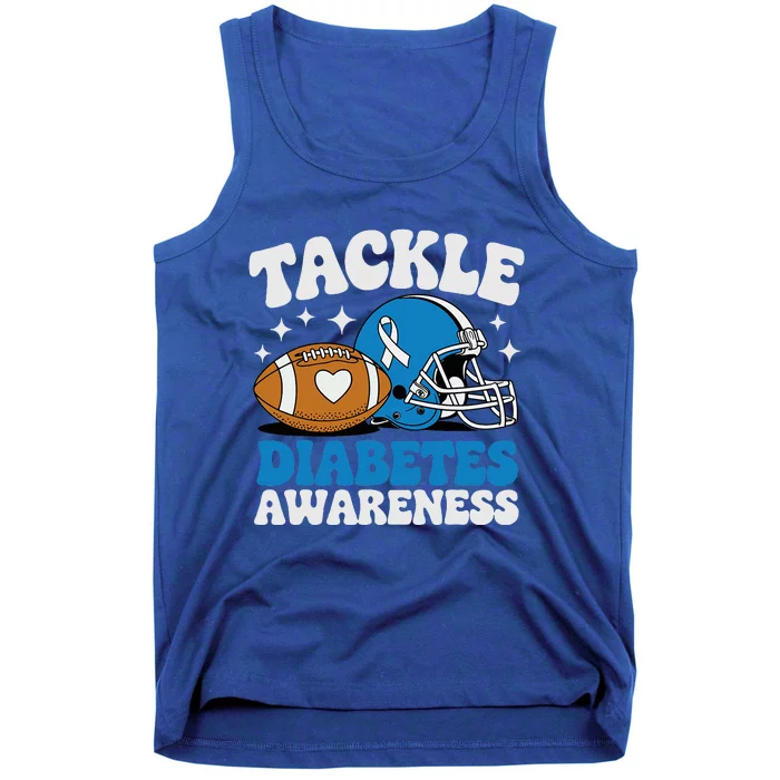 Tackle Diabetic Type 1 Blue Football Diabetes Awareness T1d Tank Top