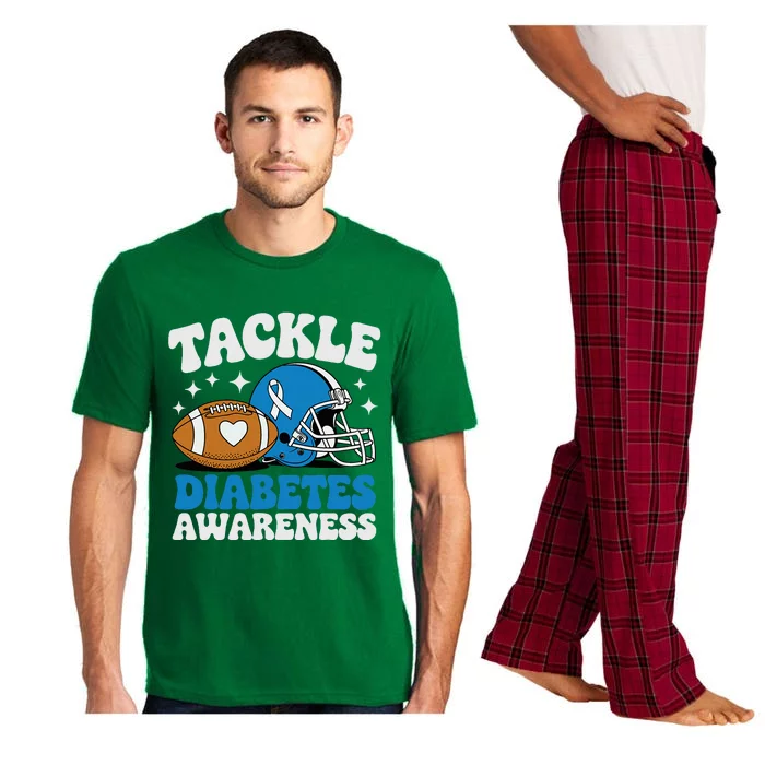 Tackle Diabetic Type 1 Blue Football Diabetes Awareness T1d Pajama Set