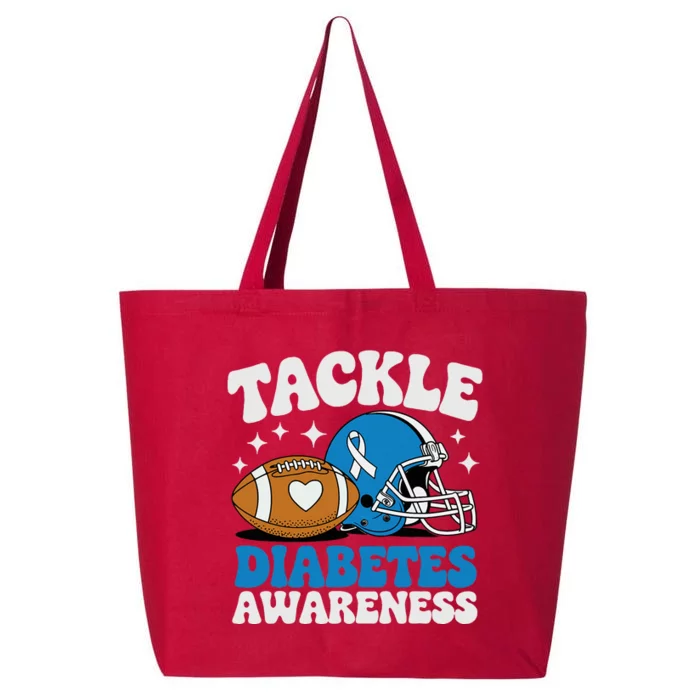 Tackle Diabetic Type 1 Blue Football Diabetes Awareness T1d 25L Jumbo Tote