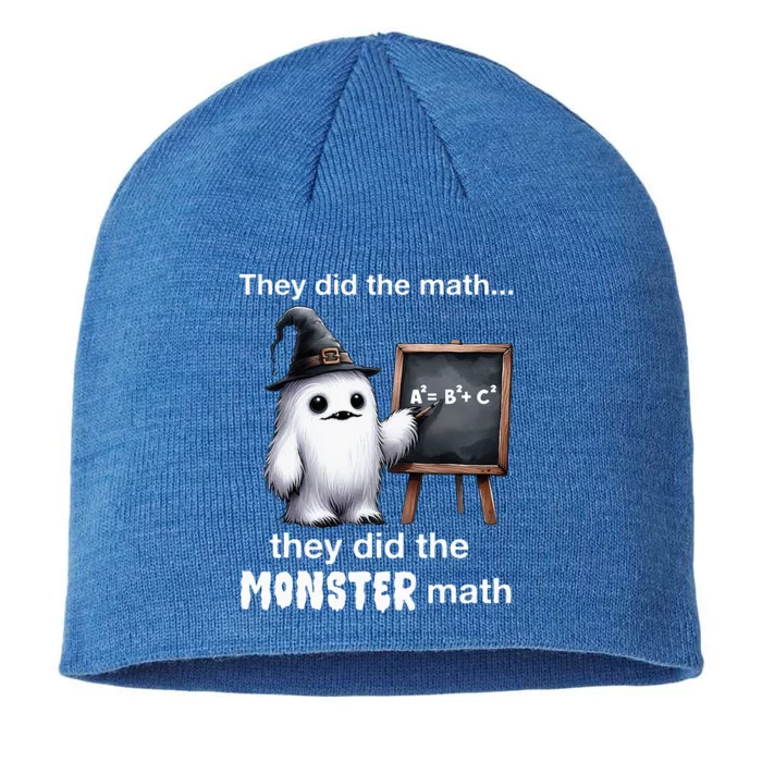 They Did The Monster Math Yeti Funny Halloween Teacher 8 1/2in Sustainable Knit Beanie