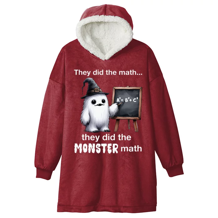 They Did The Monster Math Yeti Funny Halloween Teacher Hooded Wearable Blanket