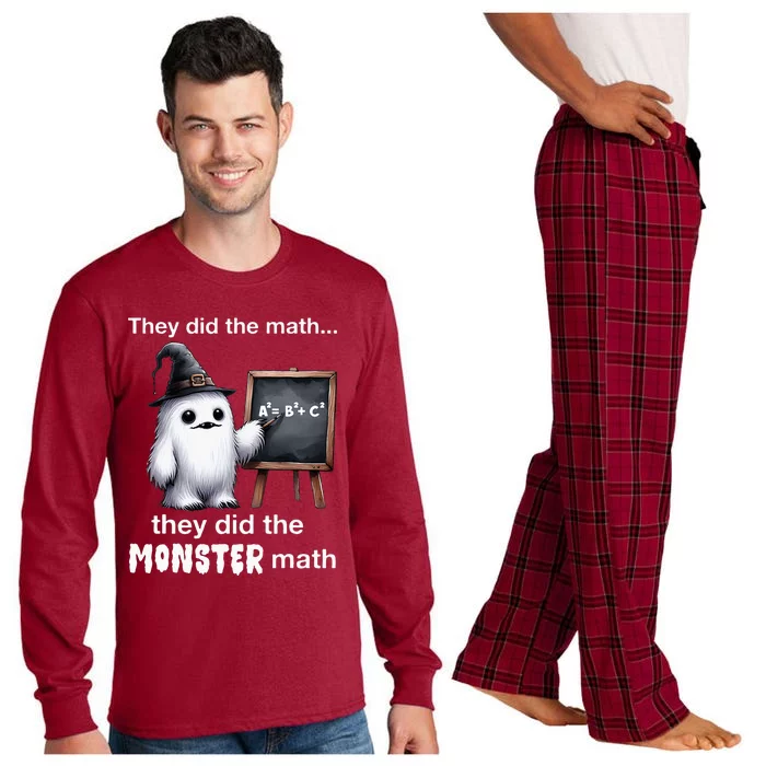 They Did The Monster Math Yeti Funny Halloween Teacher Long Sleeve Pajama Set