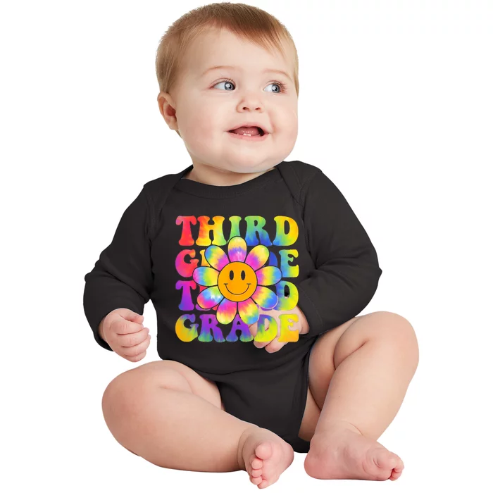 Tie Dye Third Grade Daisy Colorful Back To School Teacher Baby Long Sleeve Bodysuit