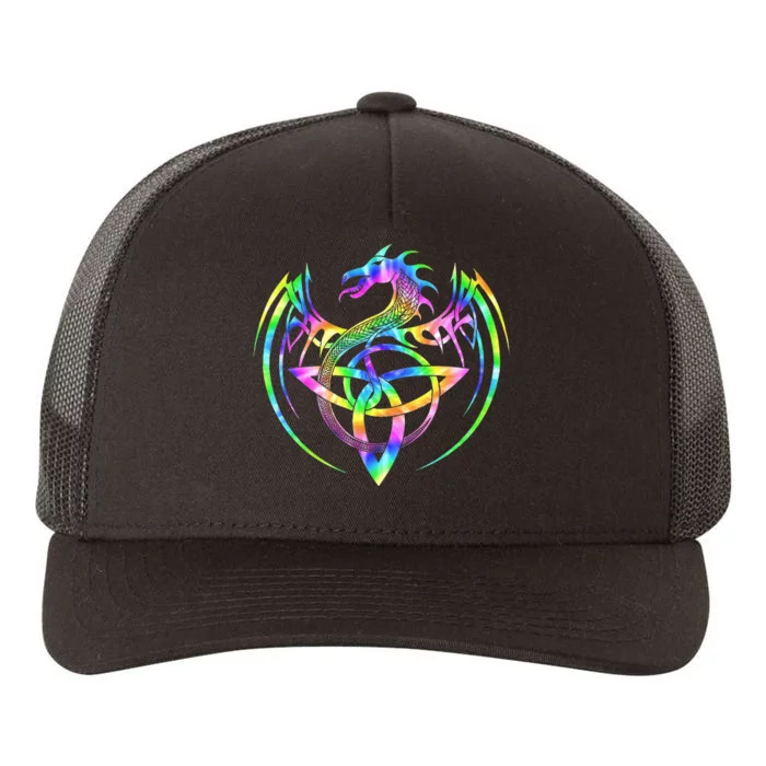 Tie Dye Tribal Celtic Knot Fantasy Dragon Yupoong Adult 5-Panel Trucker Hat