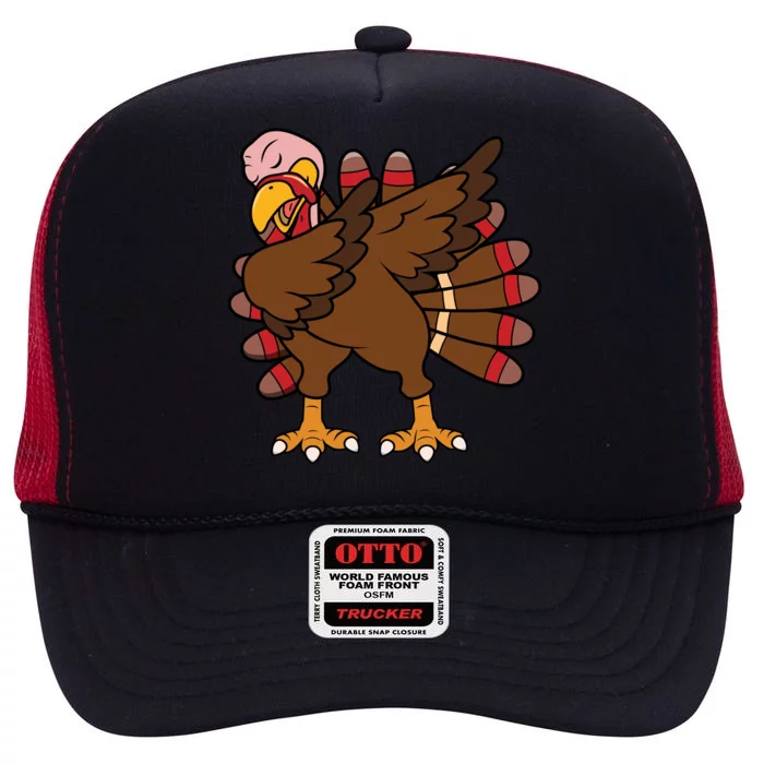 Turkey Dab Thanksgiving Funny High Crown Mesh Trucker Hat