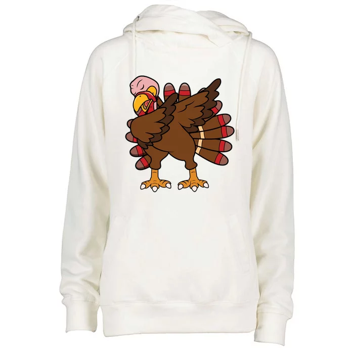 Turkey Dab Thanksgiving Funny Womens Funnel Neck Pullover Hood