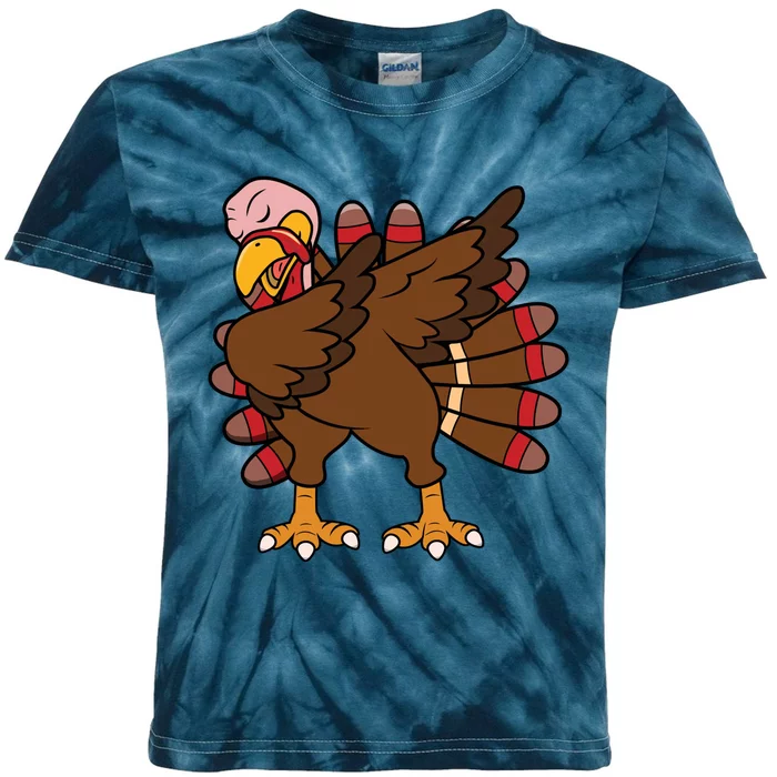 Turkey Dab Thanksgiving Funny Kids Tie-Dye T-Shirt