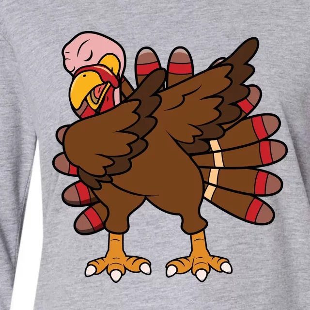 Turkey Dab Thanksgiving Funny Womens Cotton Relaxed Long Sleeve T-Shirt