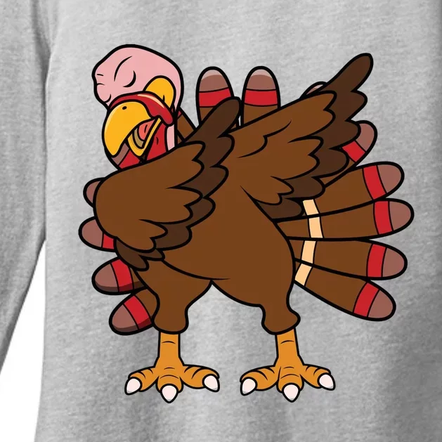 Turkey Dab Thanksgiving Funny Womens CVC Long Sleeve Shirt