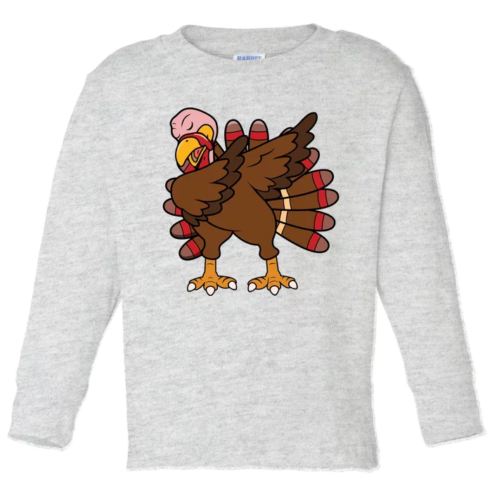 Turkey Dab Thanksgiving Funny Toddler Long Sleeve Shirt