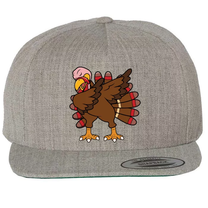 Turkey Dab Thanksgiving Funny Wool Snapback Cap