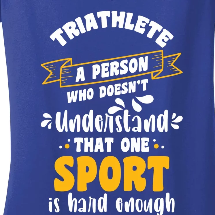 Triathlete Definition Triathlon Dads Triathletes Triathlon Gift Women's V-Neck T-Shirt