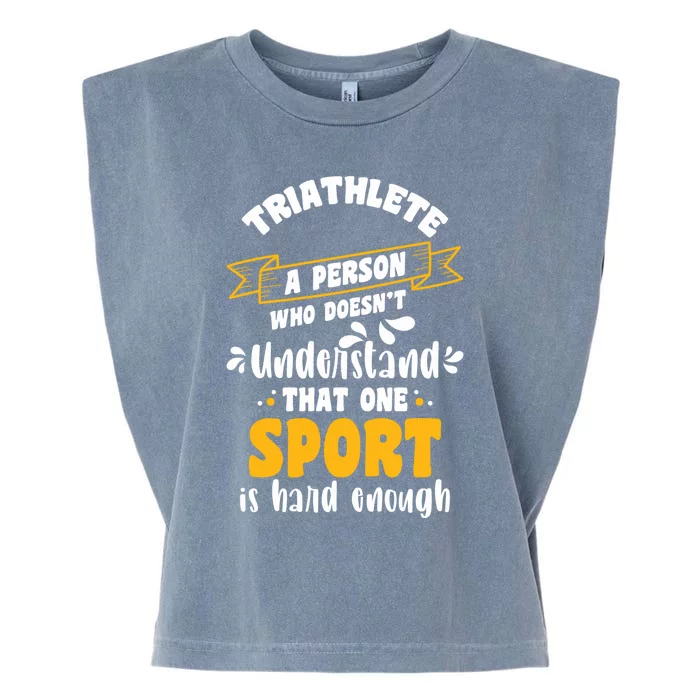 Triathlete Definition Triathlon Dads Triathletes Triathlon Gift Garment-Dyed Women's Muscle Tee