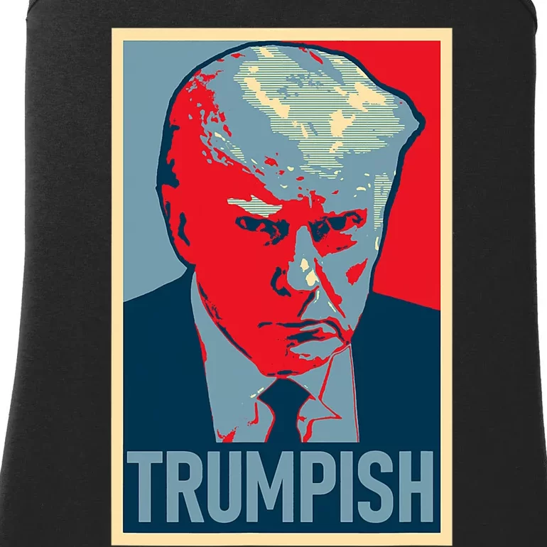 TRUMPISH DONALD TRUMP MUG SHOT Obama Hope Meme Parody Ladies Essential Tank