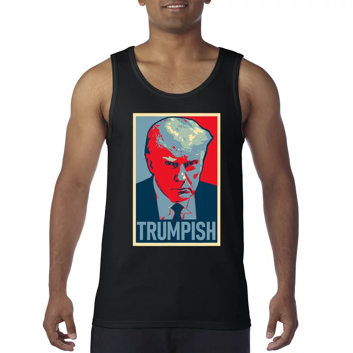 TRUMPISH DONALD TRUMP MUG SHOT Obama Hope Meme Parody Tank Top