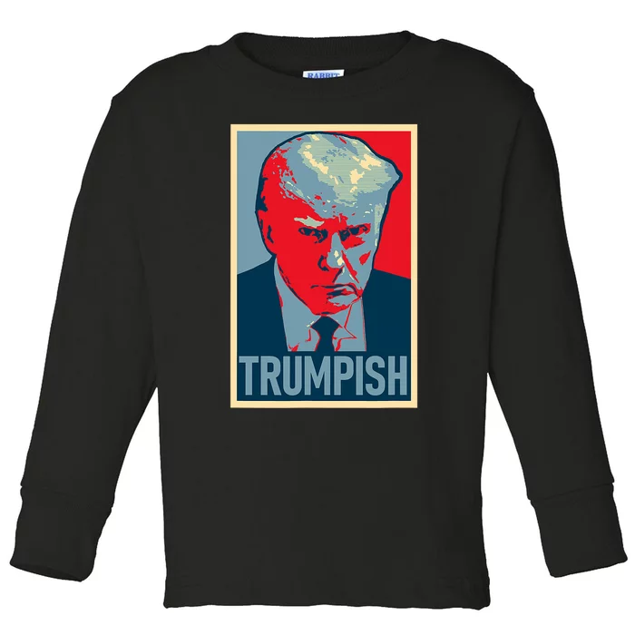 TRUMPISH DONALD TRUMP MUG SHOT Obama Hope Meme Parody Toddler Long Sleeve Shirt