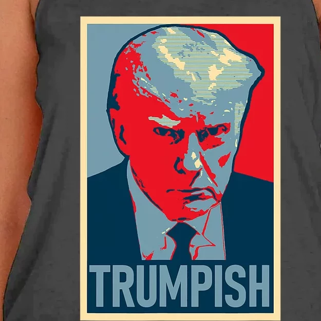 TRUMPISH DONALD TRUMP MUG SHOT Obama Hope Meme Parody Women's Knotted Racerback Tank