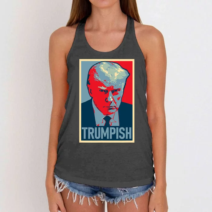 TRUMPISH DONALD TRUMP MUG SHOT Obama Hope Meme Parody Women's Knotted Racerback Tank