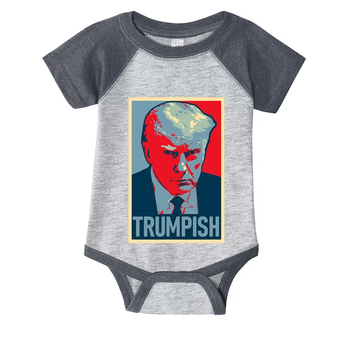 TRUMPISH DONALD TRUMP MUG SHOT Obama Hope Meme Parody Infant Baby Jersey Bodysuit