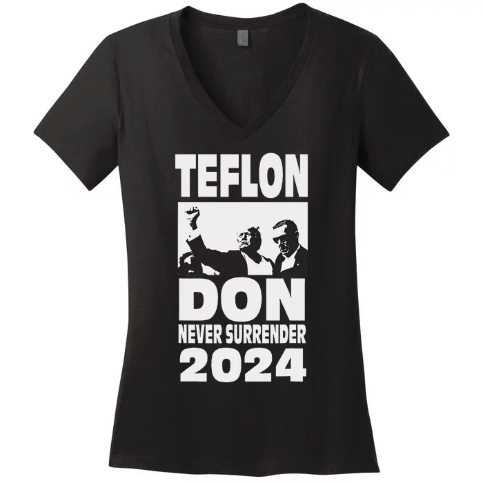 Teflon Don Trump 2024 Bulletproof Legend Design Women's V-Neck T-Shirt