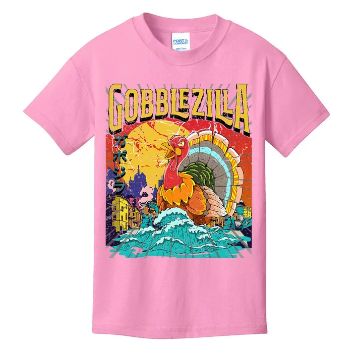 Turkey Day Thanksgiving Gobblezilla Kids T-Shirt