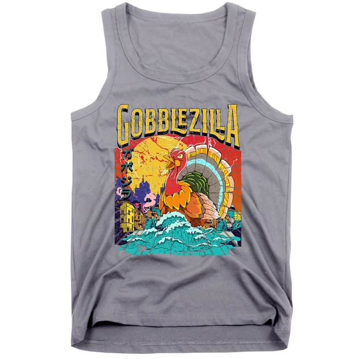 Turkey Day Thanksgiving Gobblezilla Tank Top