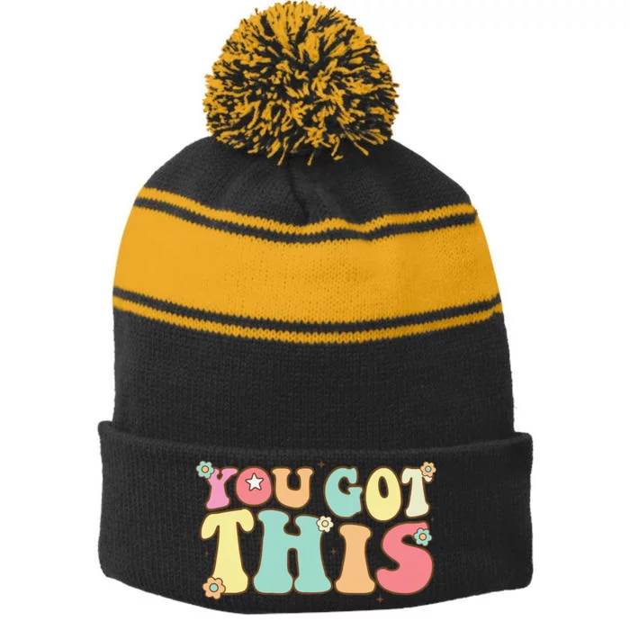 Test Day Teacher Motivational Testing Day Student Stripe Pom Pom Beanie