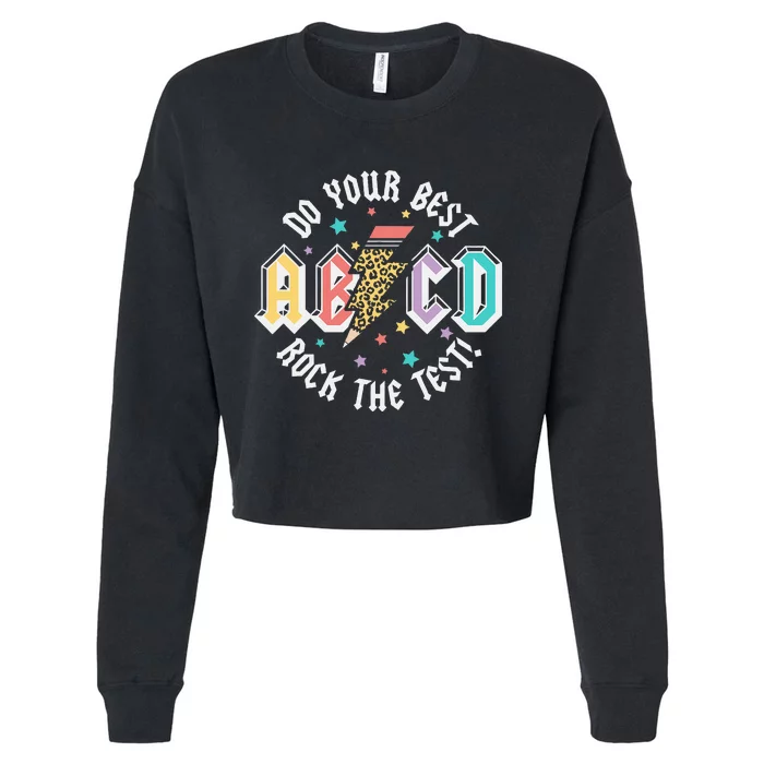 Test Day Teachers Boy Girl Abcd Rock The Test Testing Day Cropped Pullover Crew