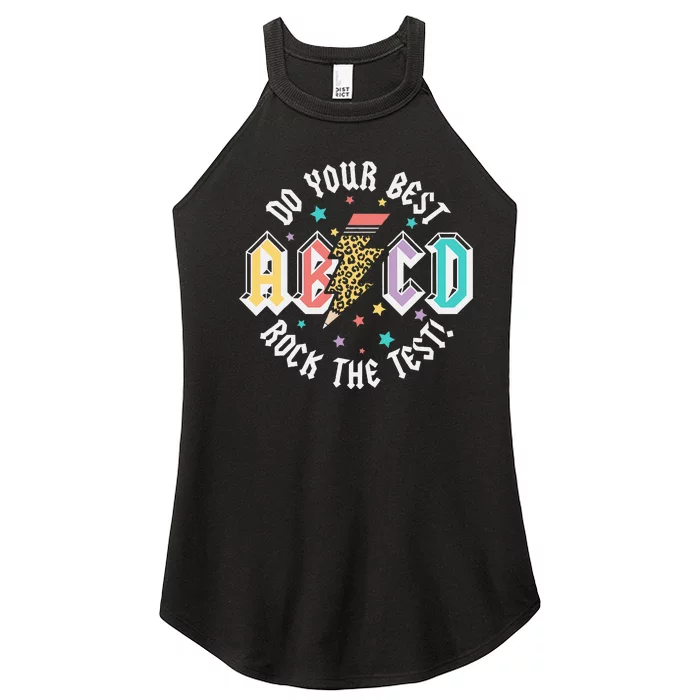 Test Day Teachers Boy Girl Abcd Rock The Test Testing Day Women’s Perfect Tri Rocker Tank