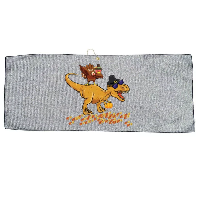 Thanksgiving Dabbing Turkey T Rex Dinosaur Costume Boys Gift Large Microfiber Waffle Golf Towel