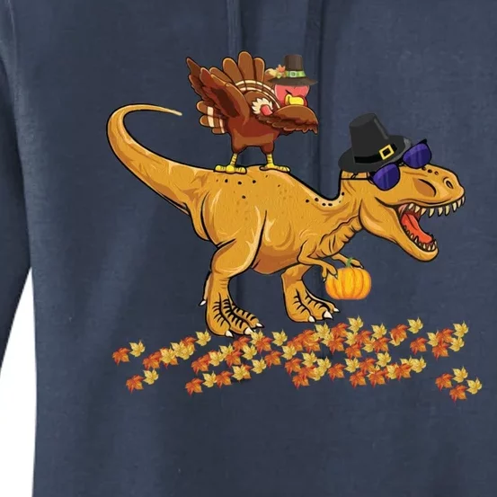 Thanksgiving Dabbing Turkey T Rex Dinosaur Costume Boys Gift Women's Pullover Hoodie