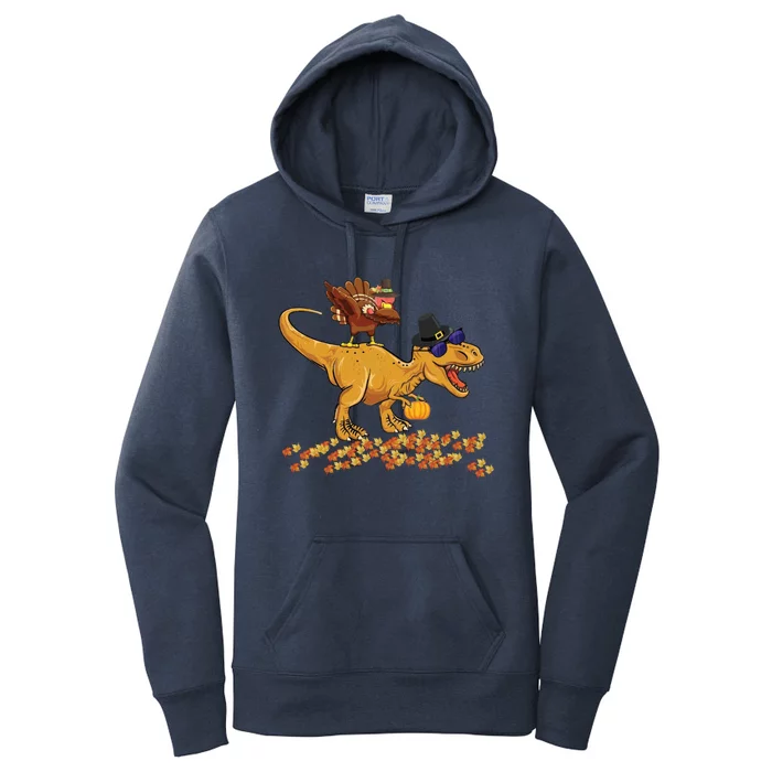 Thanksgiving Dabbing Turkey T Rex Dinosaur Costume Boys Gift Women's Pullover Hoodie