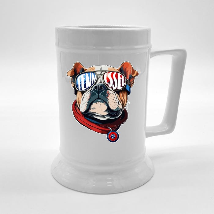 Tennessee Dog Tri Stars Flag Sports Fan Front & Back Beer Stein