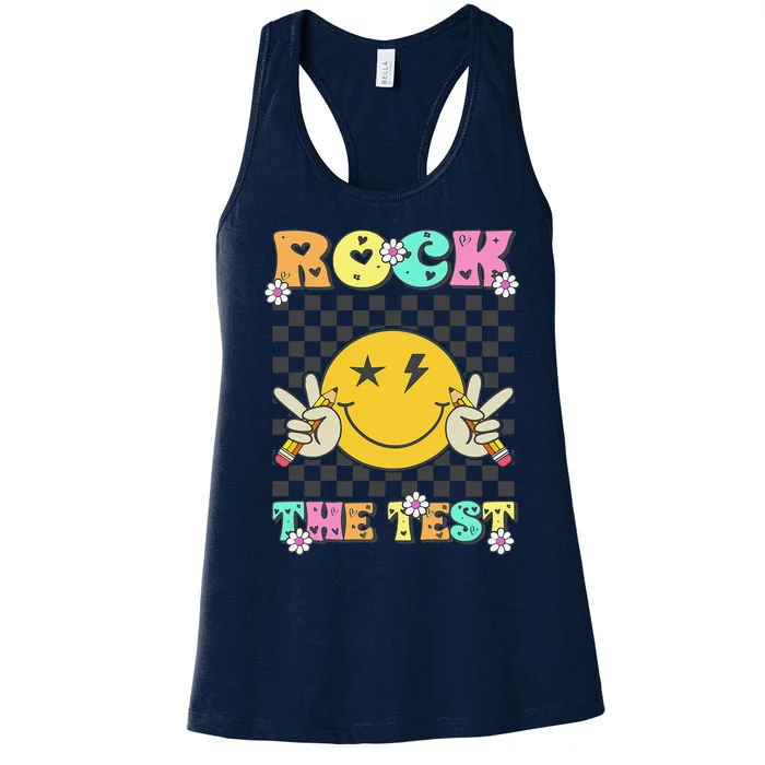 Testing Day Teacher Student Motivational Rock The Test Women's Racerback Tank