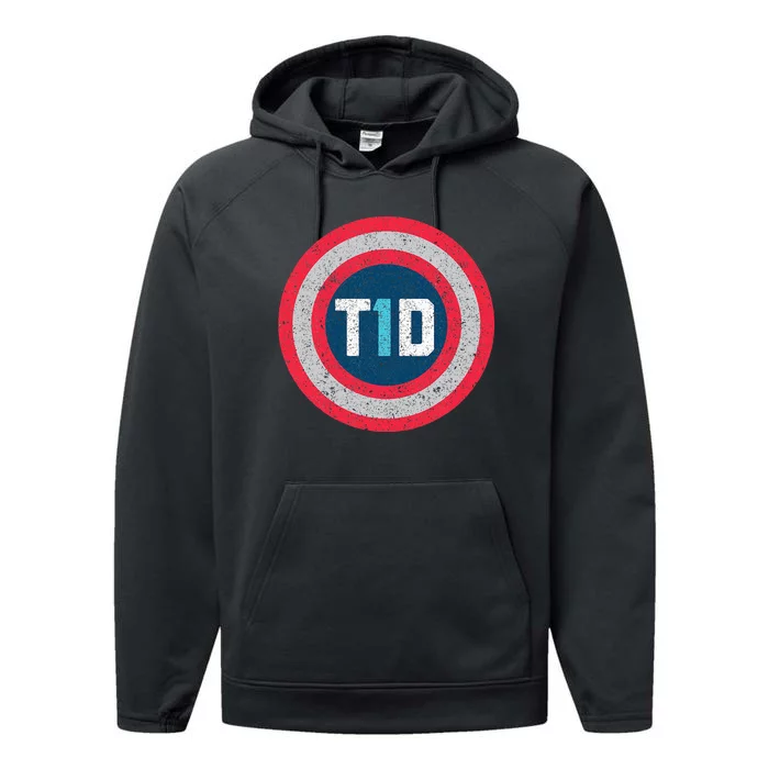 T1D Diabetic Type 1 Diabetes Awareness Performance Fleece Hoodie