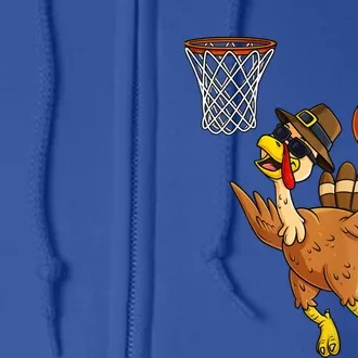 Thanksgiving Day Turkey Basketball Player Funny Pilgrim Meaningful Gift Full Zip Hoodie