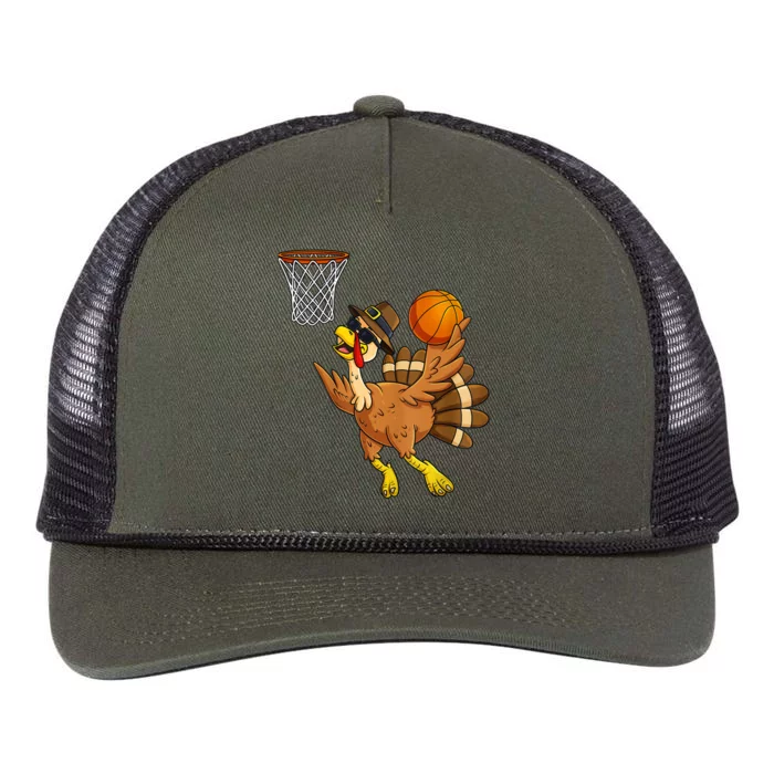 Thanksgiving Day Turkey Basketball Player Funny Pilgrim Meaningful Gift Retro Rope Trucker Hat Cap