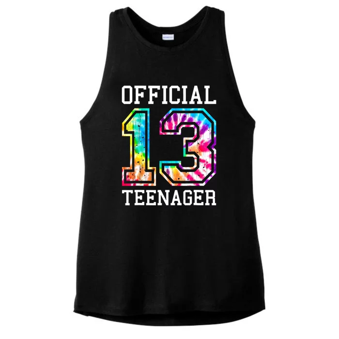 Tie Dye Teenager 13th Birthday Ladies Tri-Blend Wicking Tank