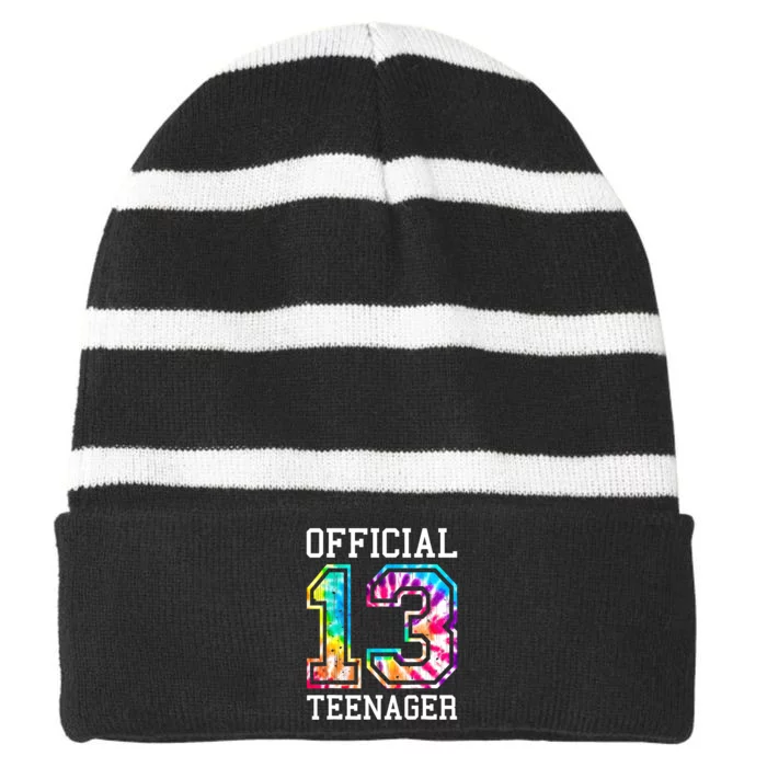 Tie Dye Teenager 13th Birthday Striped Beanie with Solid Band