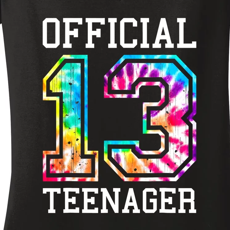 Tie Dye Teenager 13th Birthday Women's V-Neck T-Shirt