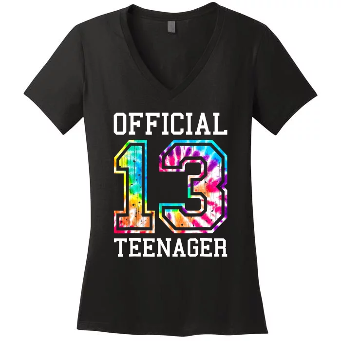 Tie Dye Teenager 13th Birthday Women's V-Neck T-Shirt